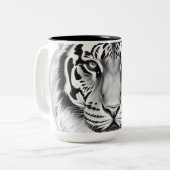 Karkohle-Sketch des Tigergefechtes Zweifarbige Tasse (Vorderseite Links)