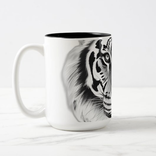 Karkohle-Sketch des Tigergefechtes Zweifarbige Tasse (Links)