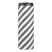 Karkohle und Aqua Preppy Stripes Monogramm Thermosbecher (Rückseite)