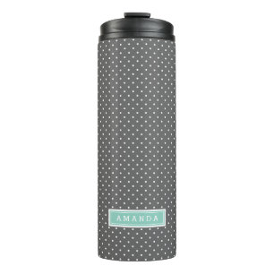 Karkohle und Aqua Tiny Dots Monogram Thermosbecher
