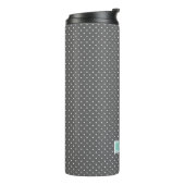 Karkohle und Aqua Tiny Dots Monogram Thermosbecher (Nach links gedreht)