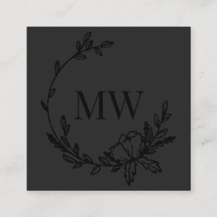Karkohle und Schwarze Hand Dragedraht Monogramm Quadratische Visitenkarte