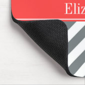 Karkohle Weißes LG Zickzack-Korallenrot Monogramm Mousepad (Ecke)