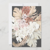 Karkohle Wreath Pampas Grass Floral Cream Wedding Einladung (Rückseite)