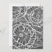 Karkohlegrau mit Blume aus weißem Lineart-Mohn Einladung (Rückseite)