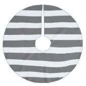Karkohlegrauer Preppy-Streifen Polyester Weihnachtsbaumdecke (Vorderseite)