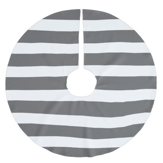 Karkohlegrauer Preppy-Streifen Polyester Weihnachtsbaumdecke (Vorderseite)