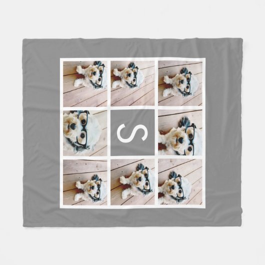 Karkohleweiß 8 Fotolage Single Monogramm Fleecedecke (Vorderseite (Horizontal))