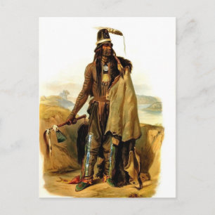 Karl Bodmer- Abdih Hiddisch, Mandan Chief Postkarte
