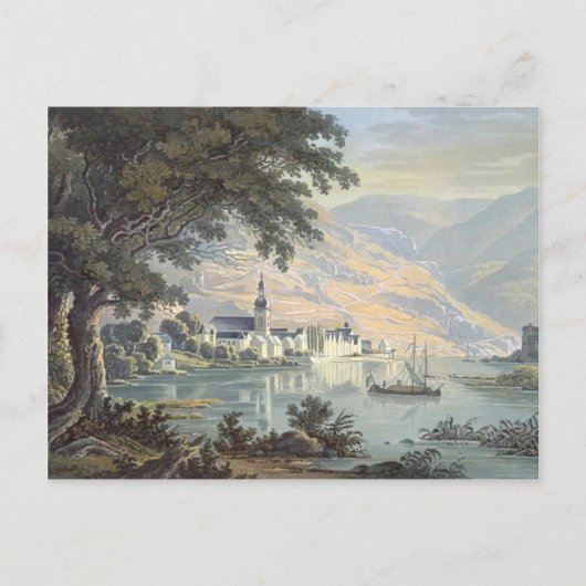 Karl Bodmer - Die Stadt Zell am Fluss Mosel Postkarte (Vorderseite)