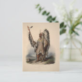 Karl Bodmer - Ein Vorstandsvorsitzender von Mandan Postkarte (Stehend Vorderseite)