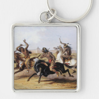 Karl Bodmer - Pferderennen der Sioux Schlüsselanhänger