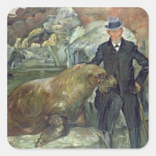 Karl Hagenbeck in seinem Zoo, 1911 Quadratischer Aufkleber