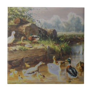 Karl Jutz - Enten am Bach (geändert) Fliese