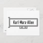 Karl-Marx-Allee, Berlin Street Sign Postkarte (Vorne/Hinten)
