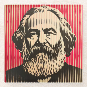Karl Marx im optischen Täuschungsstil von BAUHAUS Glasuntersetzer