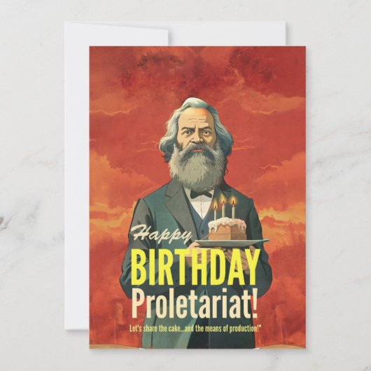 Karl Marx liest Bücher liebt Geschenk Einladung (Vorderseite)