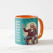 Karl Marx liest Wurmgeschenk Tasse (VorderseiteRechts)
