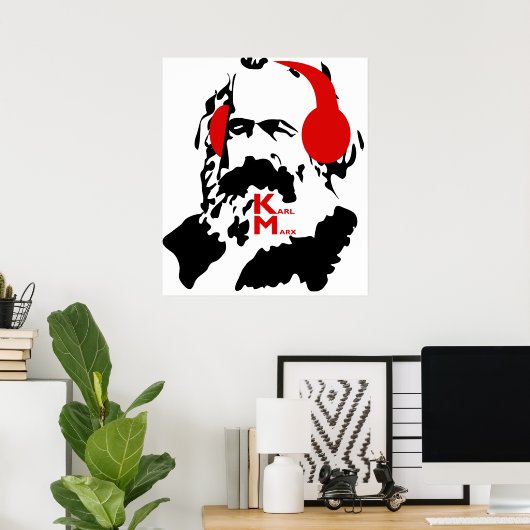 KARL MARX MIT HEADPHONEN POSTER (Heimbüro)