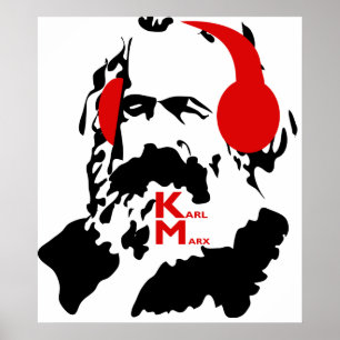 KARL MARX MIT HEADPHONEN POSTER