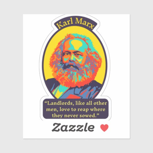 Karl Marx Portrait und Zitat Aufkleber (Blatt)