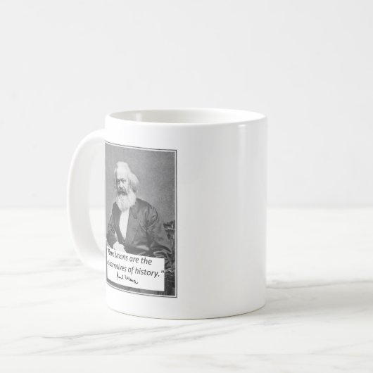 Karl- MarxTasse: "Revolutionen " Kaffeetasse (Vorderseite Links)