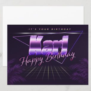 Karl Name Vorname lila retro Karte Geburtstag