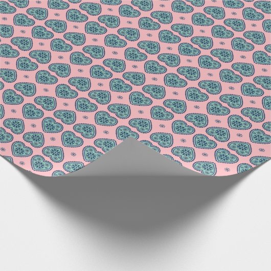 ‘Karlek’ heart pattern gift Wrapping Paper  Geschenkpapier (Ecke)