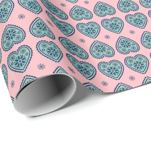 ‘Karlek’ heart pattern gift Wrapping Paper  Geschenkpapier (Rolleneckpunkt)
