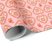 ‘Karlek’ loveheart wrapping paper (pink and red) Geschenkpapier (Rolleneckpunkt)