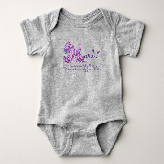 Karli Girls Name & Bedeutung K monogram Shirt (Vorderseite)