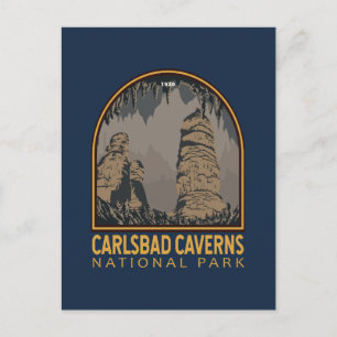 Karlsbad Caverns Nationalpark Vintages Emblem Postkarte
