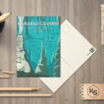Karlsbad Nationalpark Vintag Postcard Postkarte<br><div class="desc">Carlsbad Caverns Vektorgrafik Design. Der Park umfasst mehr als 100 Höhlen. Stalaktiten klammern sich an das Dach des Big Room,  ein riesiger Untergrund in der Höhle.</div>