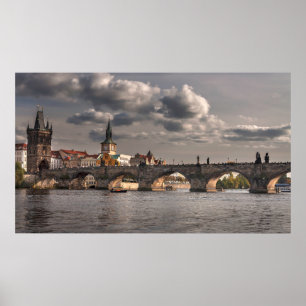Karlsbrücke, farbenfrohe Fotografie Prag Poster