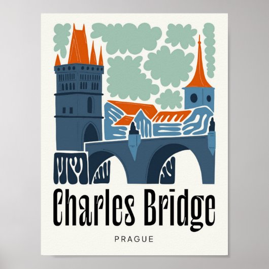 Karlsbrücke Prag abstrakte Reise Poster (Vorne)