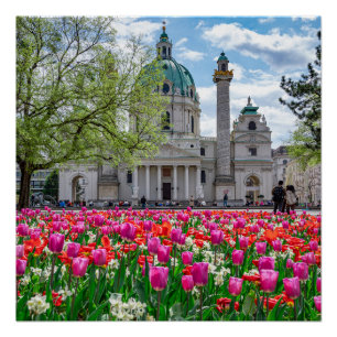 Karlskirche im Frühjahr in Wien, Österreich Poster