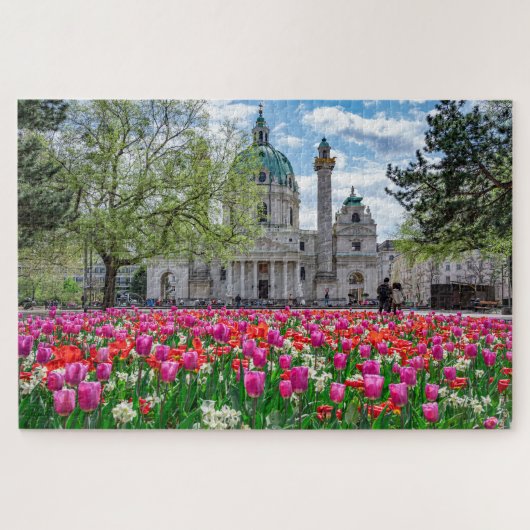 Karlskirche im Frühjahr in Wien, Österreich Puzzle (Horizontal)