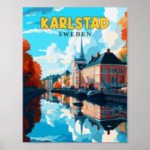 Karlstad Schweden Vintage-Reiseillustration Poster