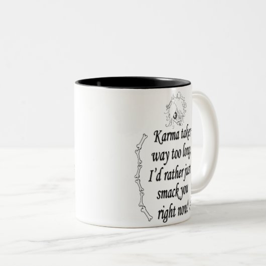 Karma (B&W) Zweifarbige Tasse (VorderseiteRechts)