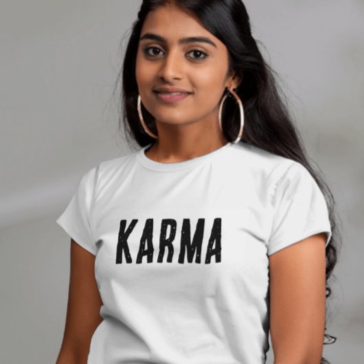Karma Black Text T - Shirt