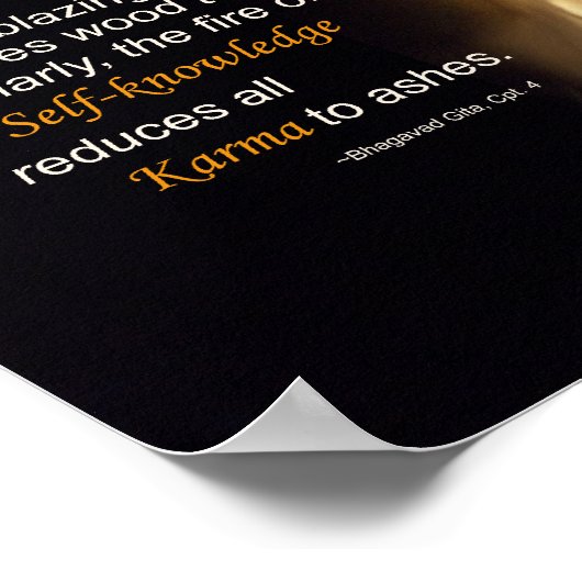 Karma Blazing Fire Self-Knowledge Zitat Plaque Poster (Ecke)