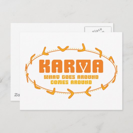 Karma Boomerang Postkarte (Vorne/Hinten)
