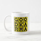 Karma, buddhistisches Tenet Kaffeetasse (Links)