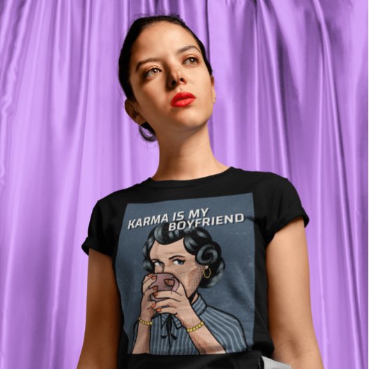 KARMA & COFFEE RETRO FRAMAN FUNNY T - SHIRT