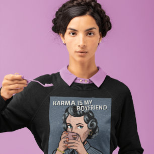 KARMA & COFFEE RETRO FRAMAN FUNNY T - SHIRT