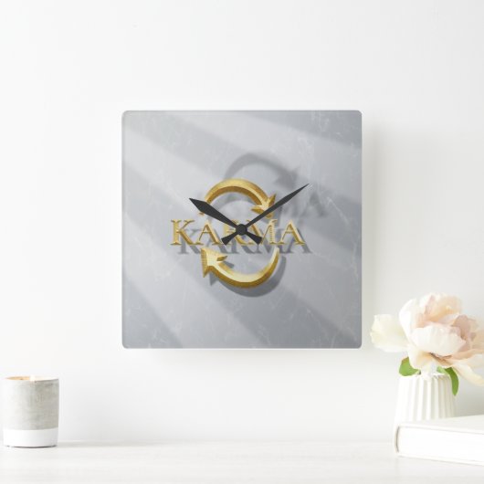 KARMA Collection Set- Quadratische Wanduhr (Zuhause)