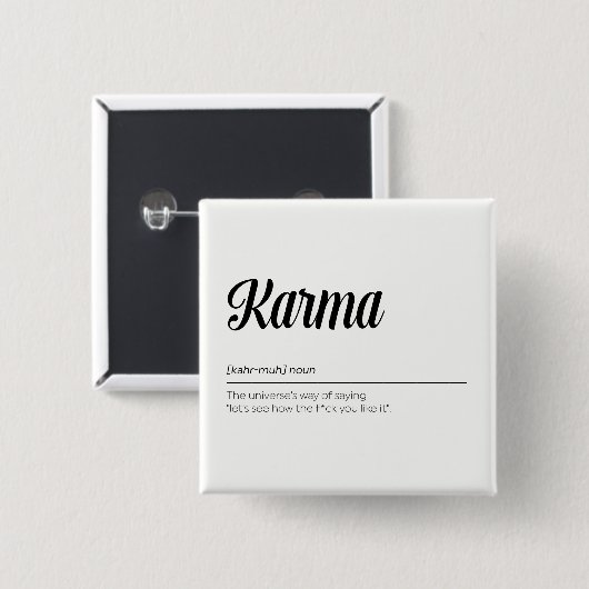 Karma Definition Funny Button (Vorne & Hinten)