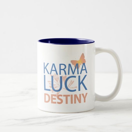 Karma-Glück-Schicksal Zweifarbige Tasse (Rechts)