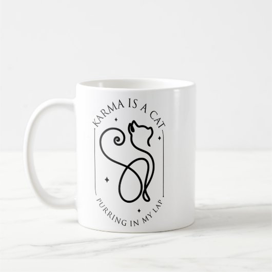 Karma ist ein Cat Purring in meinem Lap Funny Cat Kaffeetasse (Links)