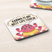 Karma ist mein bester Lebensberater Getränkeuntersetzer (Linke Seite)